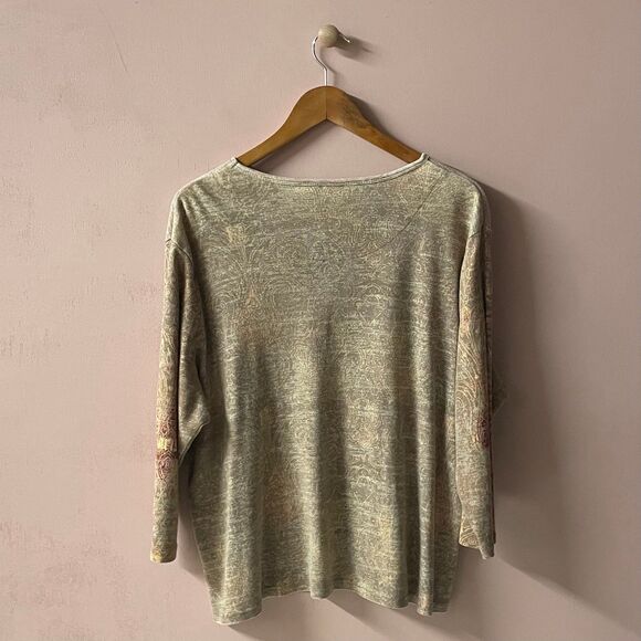 Vintage Gloria Banderbilt Y2K Café de Paris Printed 3/4 Sleeve Shirt Size 2X EUC - Picture 9 of 10